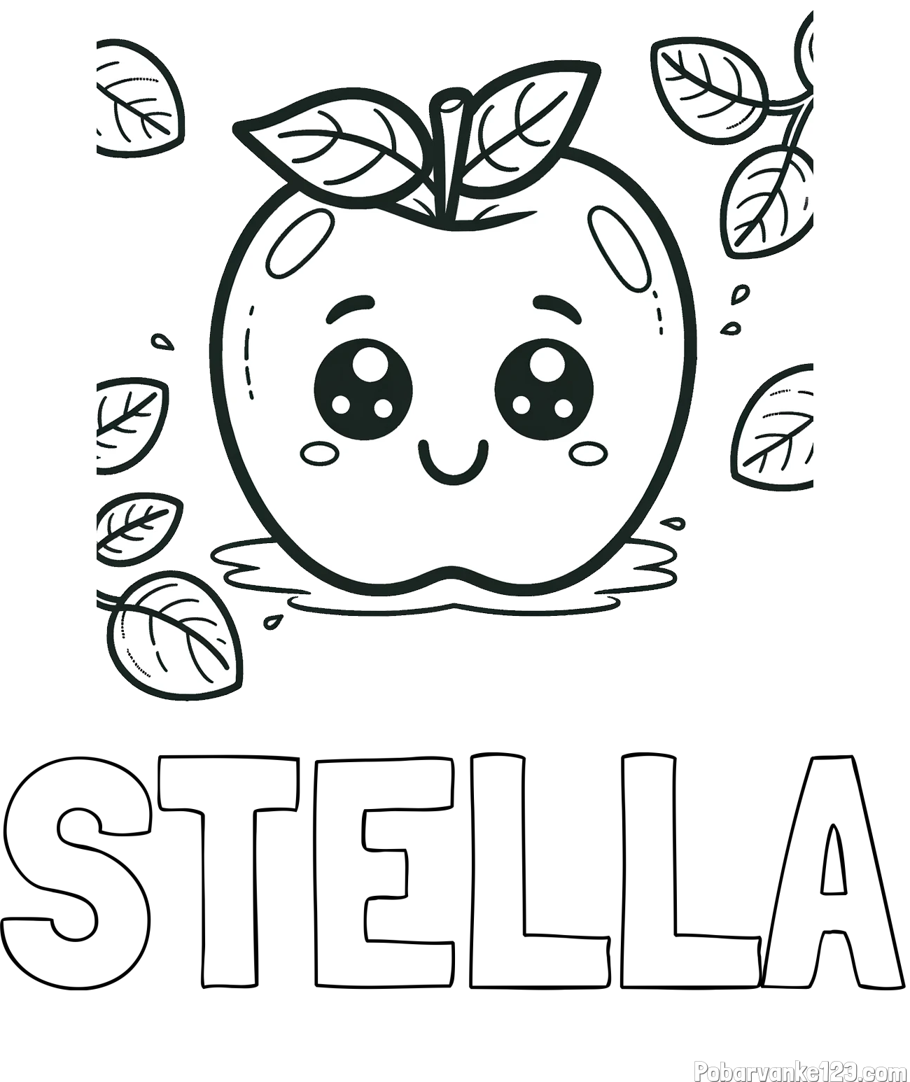Pobarvanka imena STELLA in pobarvanka nasmejane jabolke