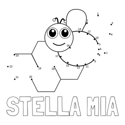 Online izdelana pobarvanka - Pobarvanka imena STELLA MIA in pobarvanka čebelice in satja - poveži številke