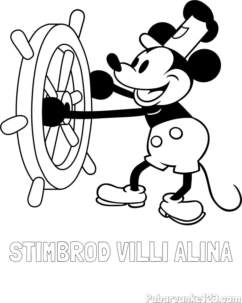 Pobarvanka imena STIMBROD VILLI ALINA in pobarvanka Miki Miške (Mickey Mouse)