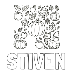 Online izdelana pobarvanka - Pobarvanka imena STIVEN in pobarvanka z motivom jeseni