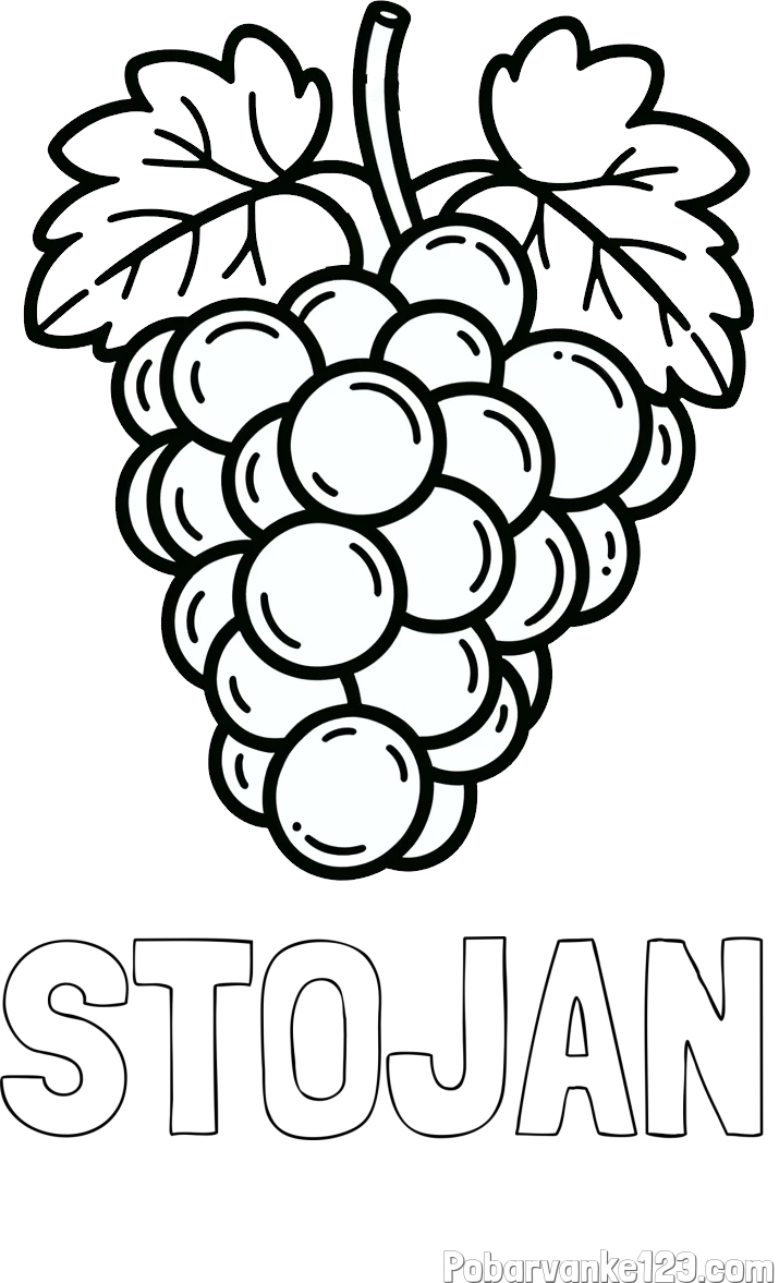 Pobarvanka imena STOJAN in otroška pobarvanka grozdja
