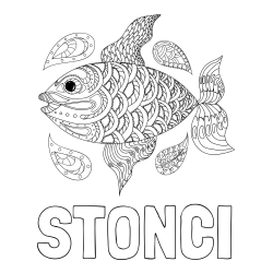 Online izdelana pobarvanka - Pobarvanka imena STONČI in pobarvanka pisane ribe