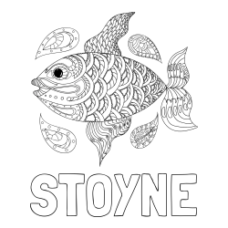 Online izdelana pobarvanka - Pobarvanka imena STOYNE in pobarvanka pisane ribe