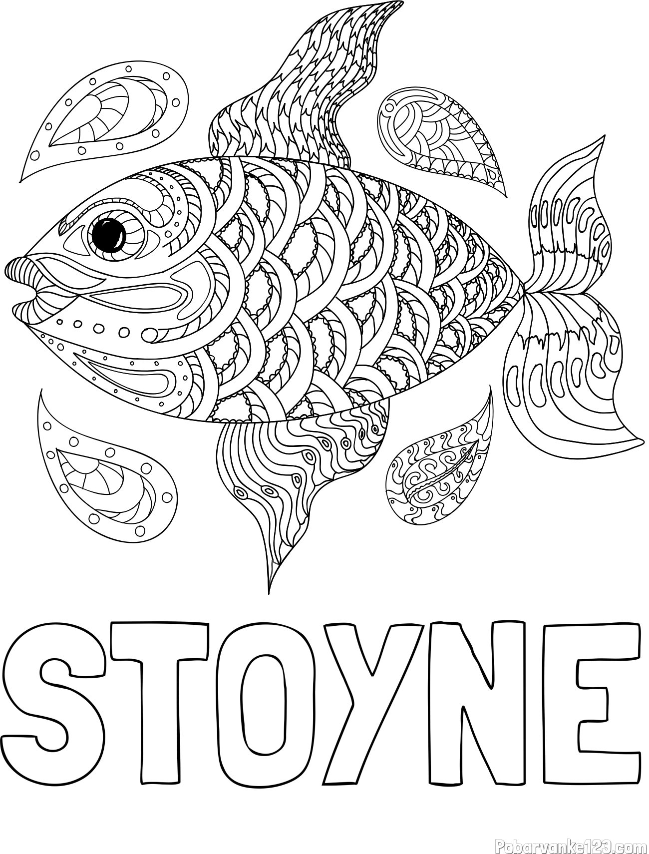 Pobarvanka imena STOYNE in pobarvanka pisane ribe