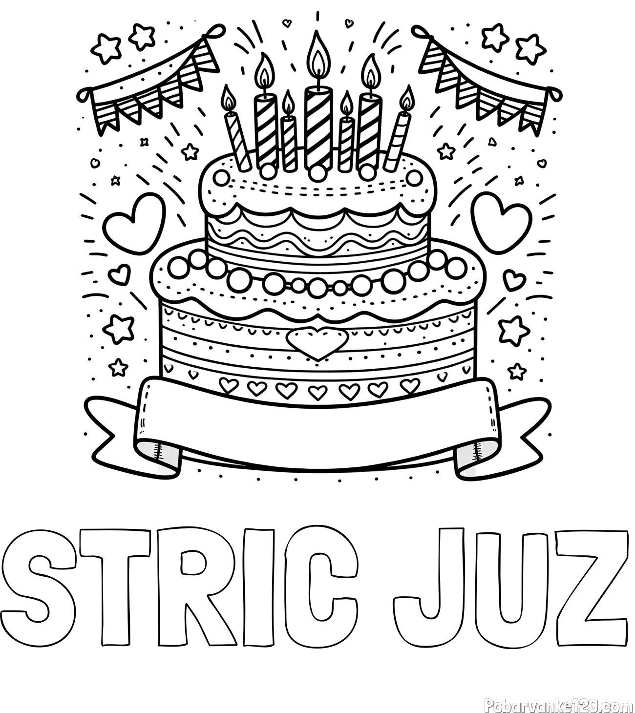 Pobarvanka imena STRIC JUŽ in pobarvanka velike torte za rojstni dan