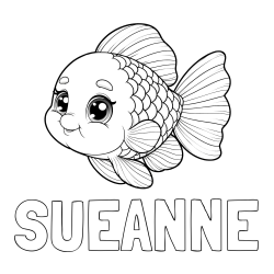 Pobarvanka imena SUEANNE in ljubka pobarvanka starejše ribe