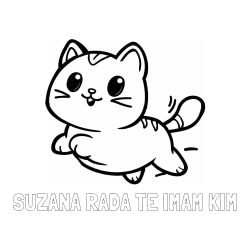 Online izdelana pobarvanka - Pobarvanka imena SUZANA RADA TE IMAM KIM in pobarvanka prikupne mačke med tekom