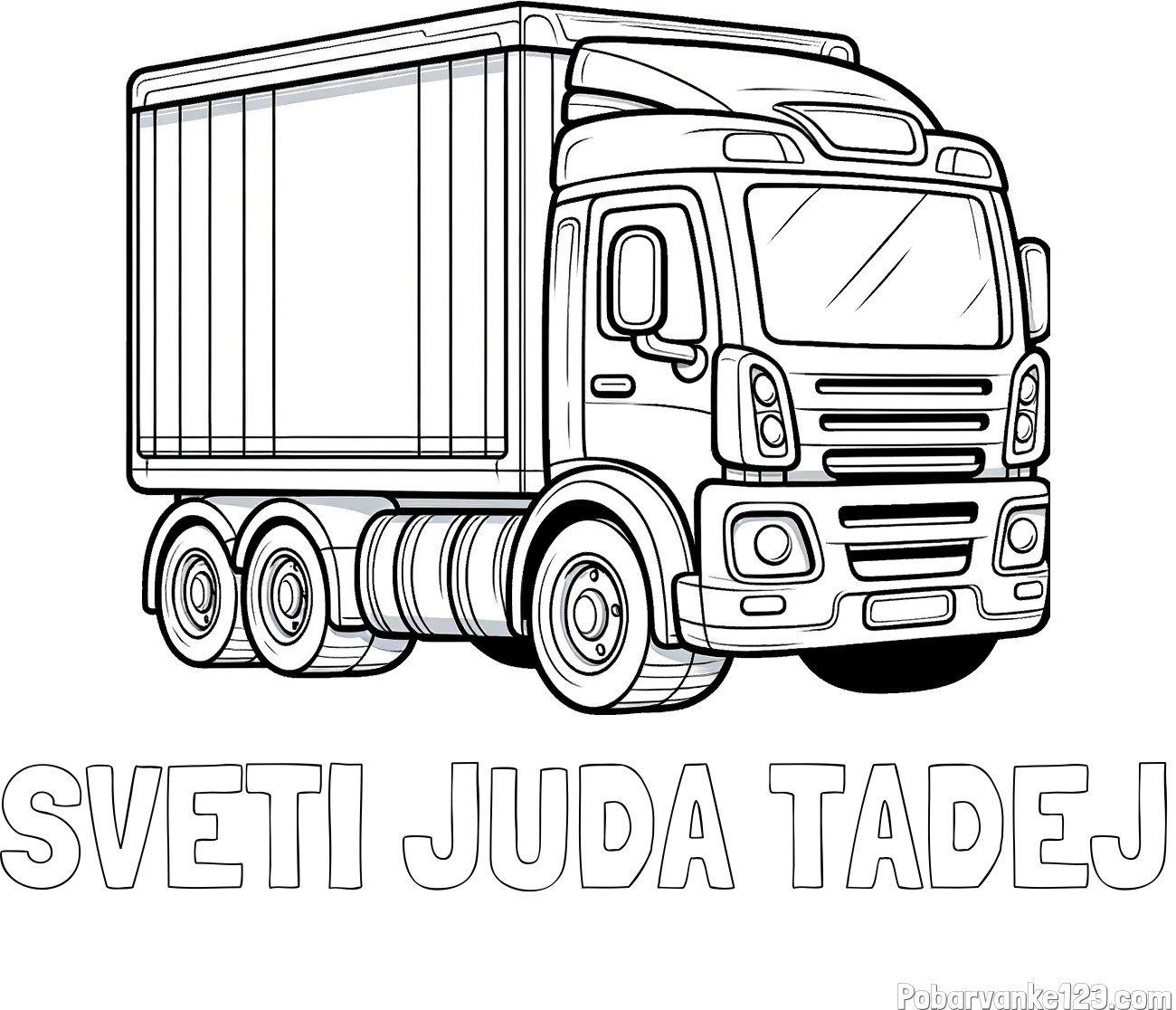 Pobarvanka imena SVETI JUDA TADEJ in pobarvanka velikega tovornjaka