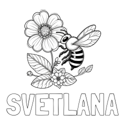 Online izdelana pobarvanka - Pobarvanka imena SVETLANA in otroška pobarvanka čebelice in rožice