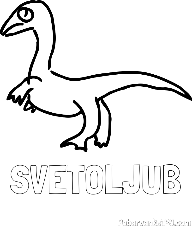 Pobarvanka imena SVETOLJUB in pobarvanka žalostnega dinozavra