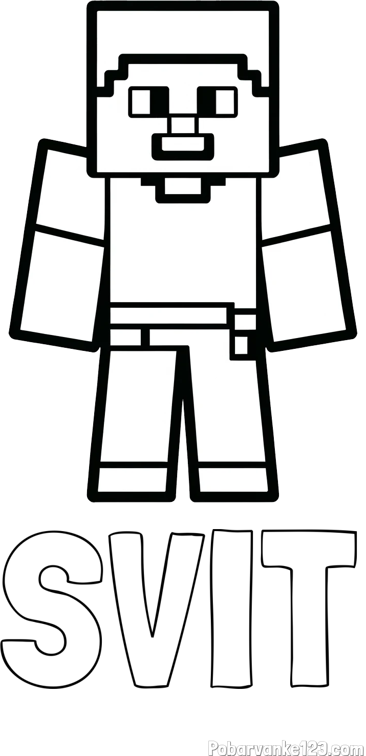 Pobarvanka imena SVIT in pobarvanka Minecraft figurice