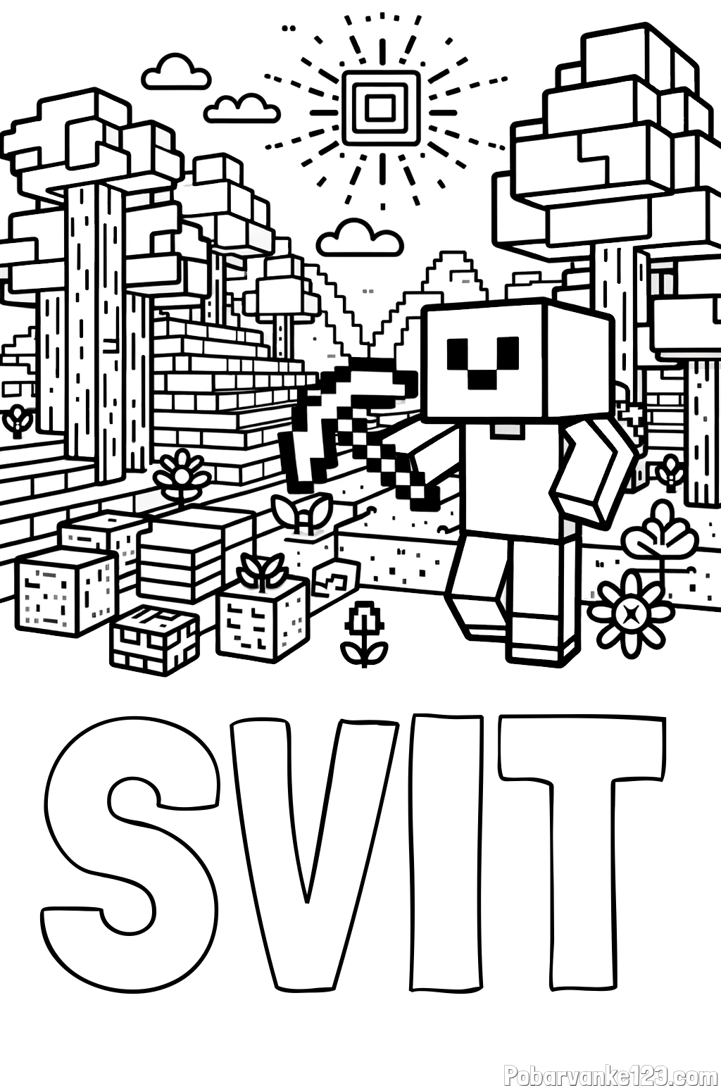 Pobarvanka imena SVIT in pobarvanka Minecraft sveta