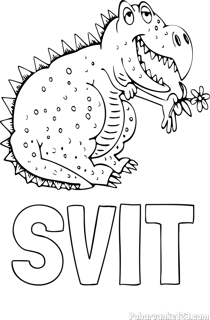 Pobarvanka imena SVIT in pobarvanka veselega dinozavra
