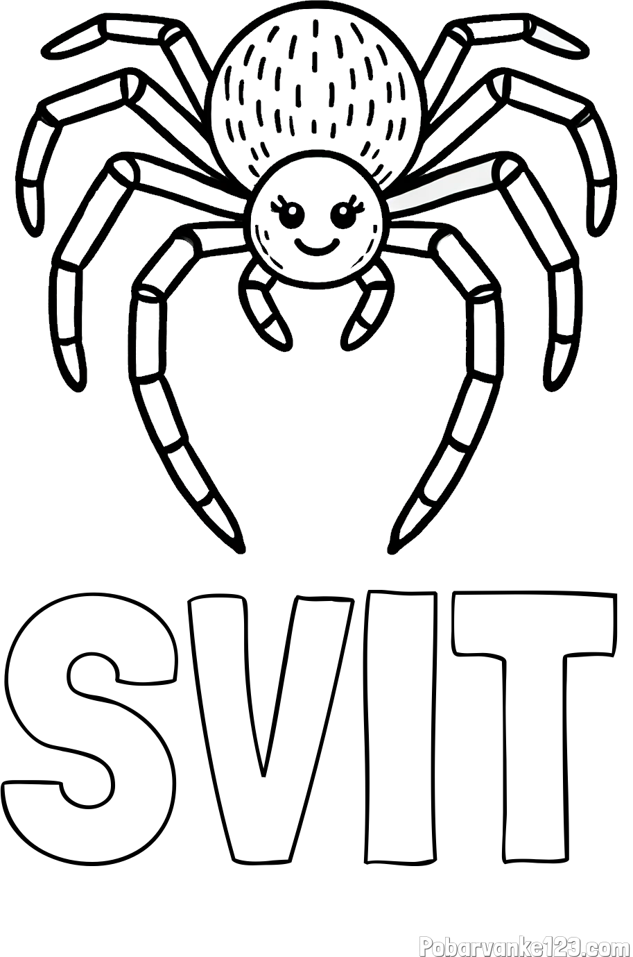 Pobarvanka imena SVIT in pobarvanka veselega pajka