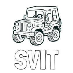 Pobarvanka imena SVIT in preprosta pobarvanka jeep-a