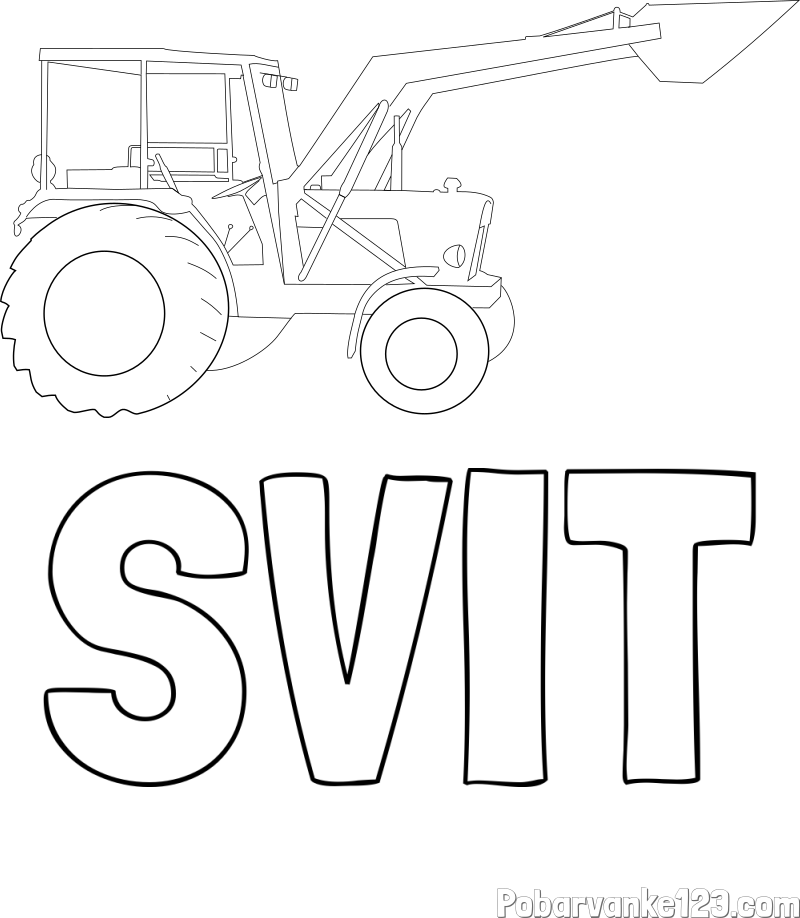 Pobarvanka imena SVIT in traktor 2