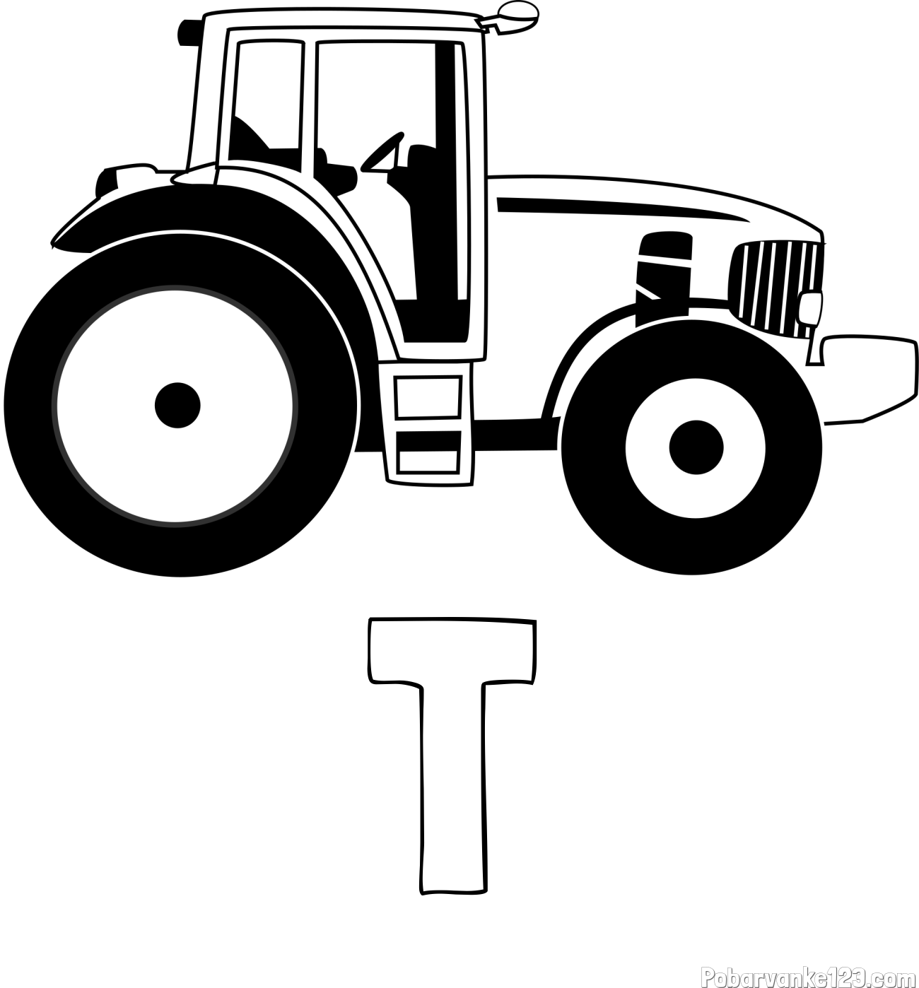 Pobarvanka imena T in pobarvanka velikega in zmogljivega traktorja