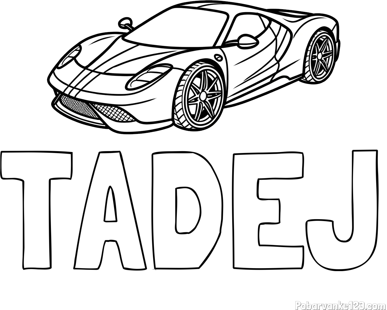 Pobarvanka imena TADEJ in pobarvanka dirkalnega avtomobila