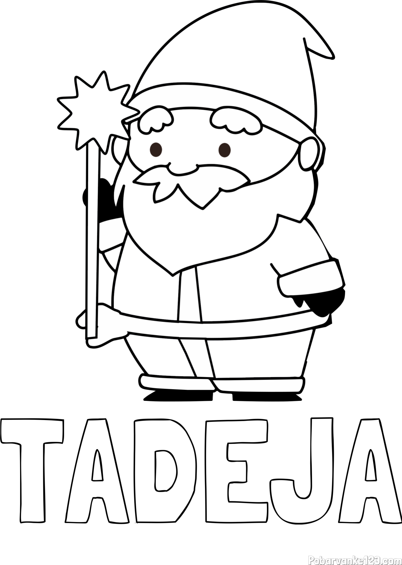 Pobarvanka imena TADEJA in dedek Mraz