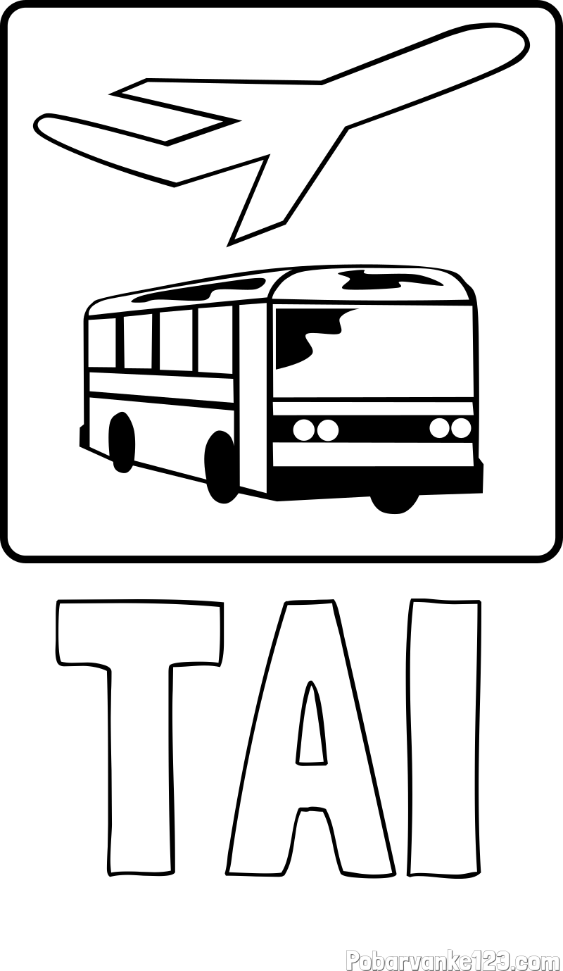 Pobarvanka imena TAI in avtobus in letalo