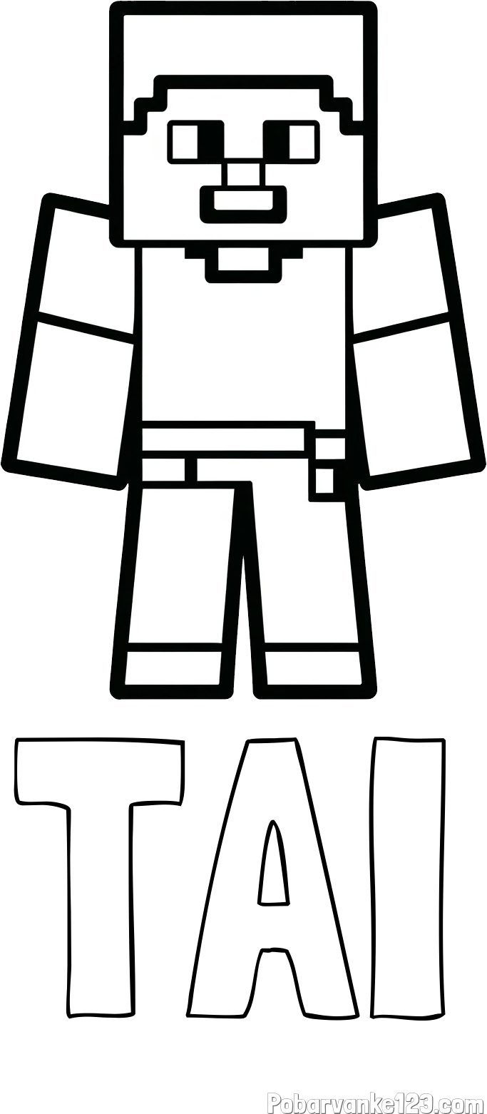 Pobarvanka imena TAI in pobarvanka Minecraft figurice