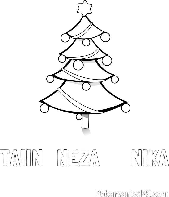 Pobarvanka imena TAIIN   NEŽA       NIKA in božična smreka