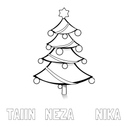 Online izdelana pobarvanka - Pobarvanka imena TAIIN   NEŽA       NIKA in božična smreka