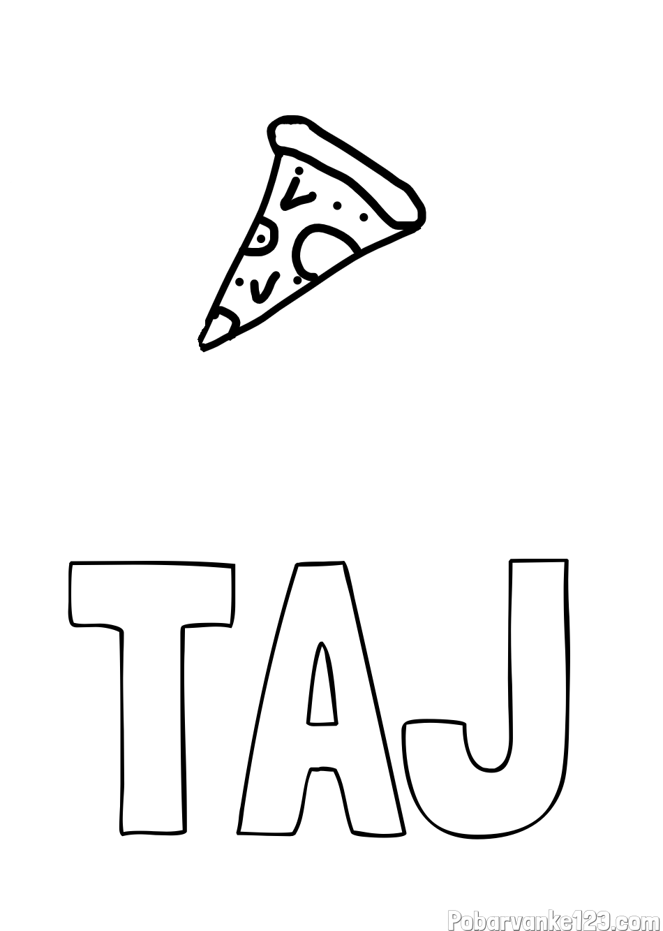 Pobarvanka imena TAJ in pizza