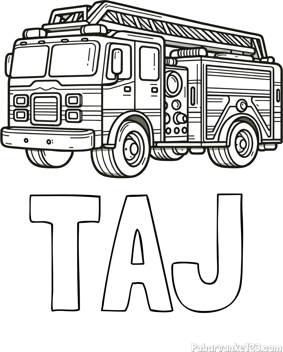 Pobarvanka imena TAJ in pobarvanka gasilskega avta z veliko podrobnostmi