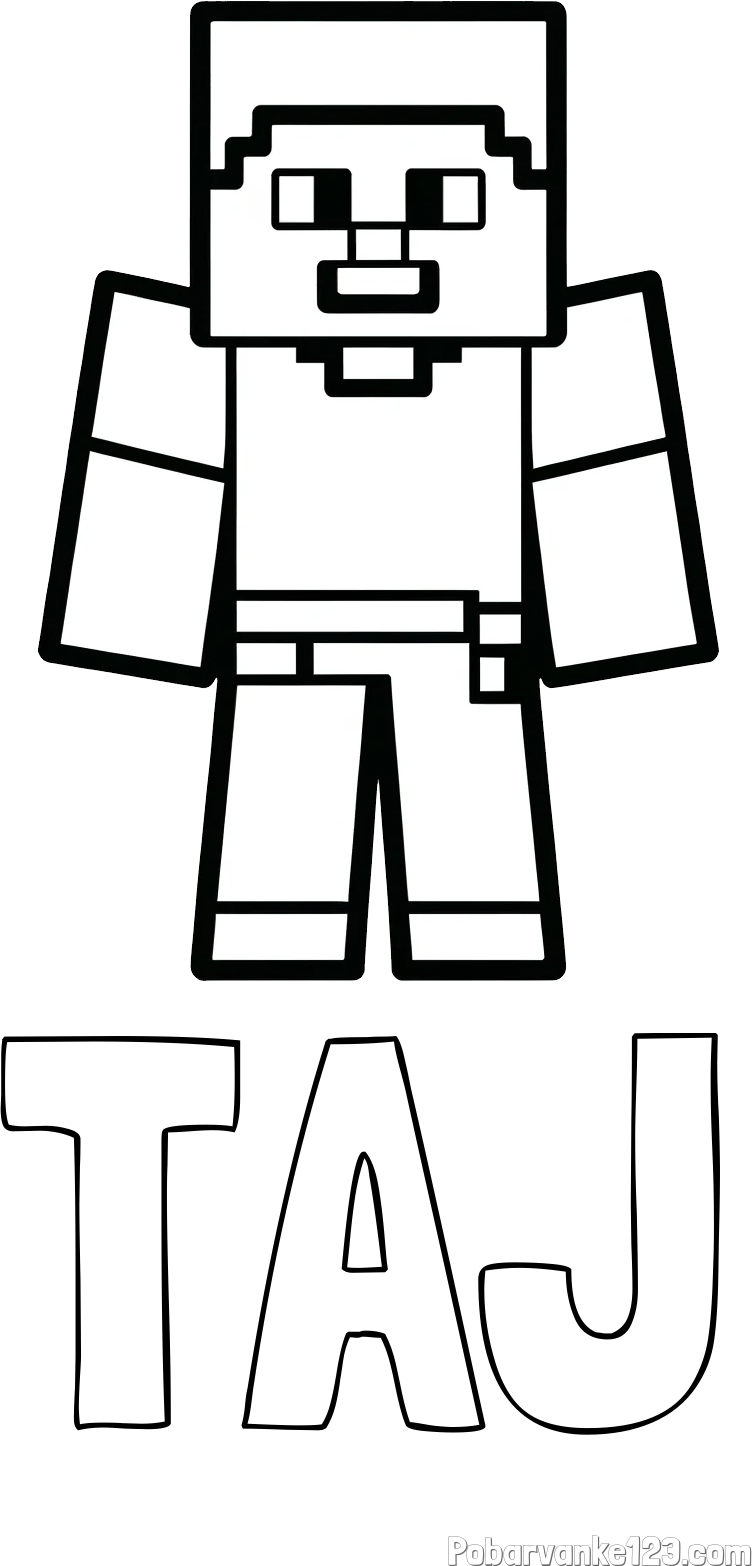 Pobarvanka imena TAJ in pobarvanka Minecraft figurice