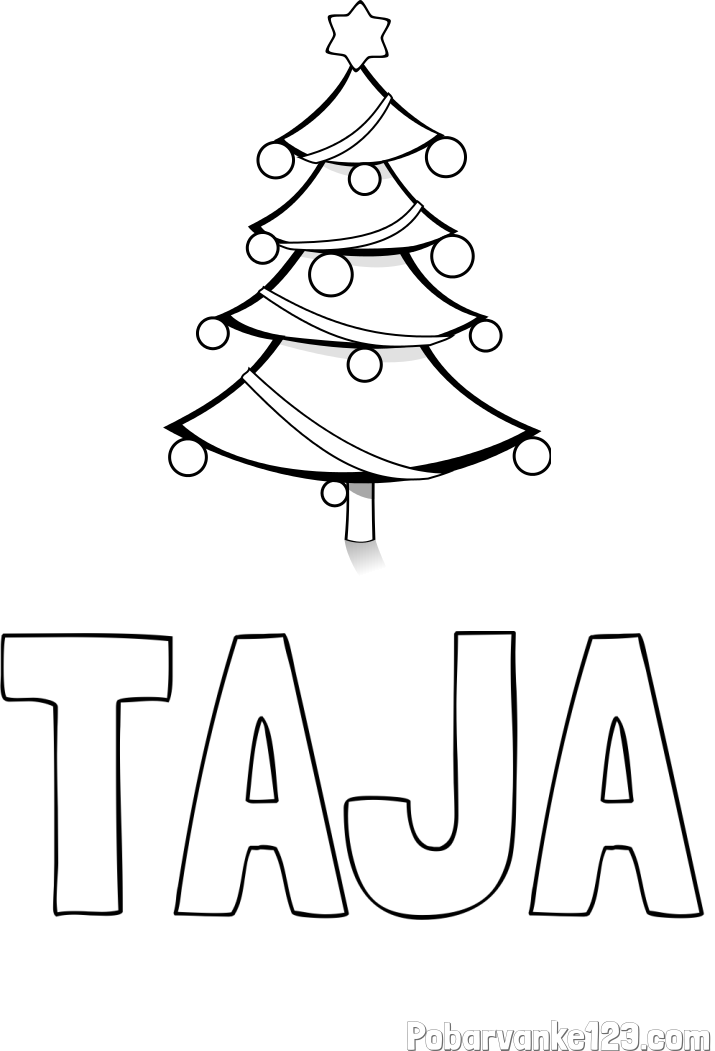 Pobarvanka imena TAJA in božična smreka