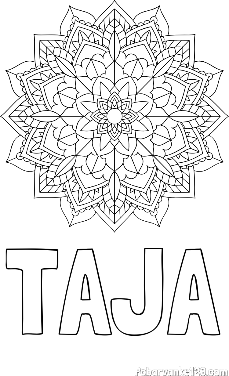 Pobarvanka imena TAJA in Čudovita pobarvanka mendale