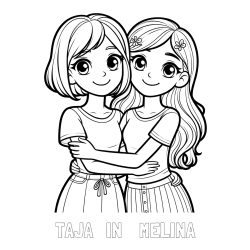 Online izdelana pobarvanka - Pobarvanka imena TAJA   IN    MELINA in pobarvanka ljubkih prijateljic