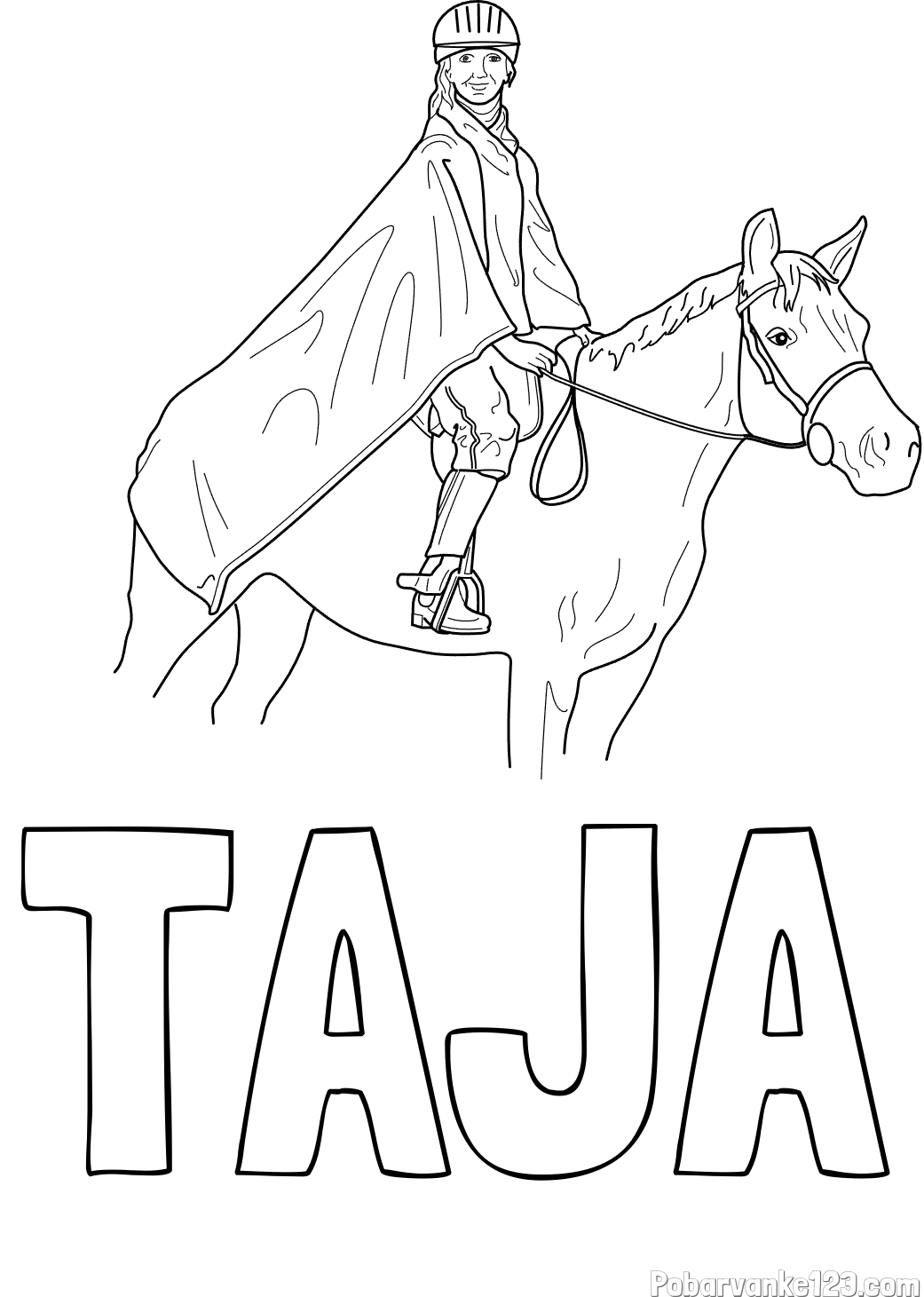 Pobarvanka imena TAJA in pobarvanka jahalke in konja
