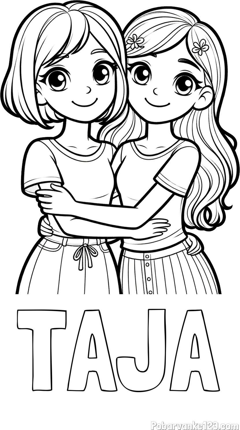 Pobarvanka imena TAJA in pobarvanka ljubkih prijateljic