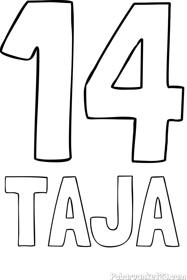 Pobarvanka imena TAJA in pobarvanka številke štirinajst (14)