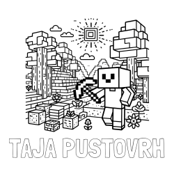 Online izdelana pobarvanka - Pobarvanka imena TAJA PUSTOVRH in pobarvanka Minecraft sveta