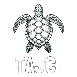 Online izdelana pobarvanka - Pobarvanka imena TAJČI in enostavna pobarvanka želve