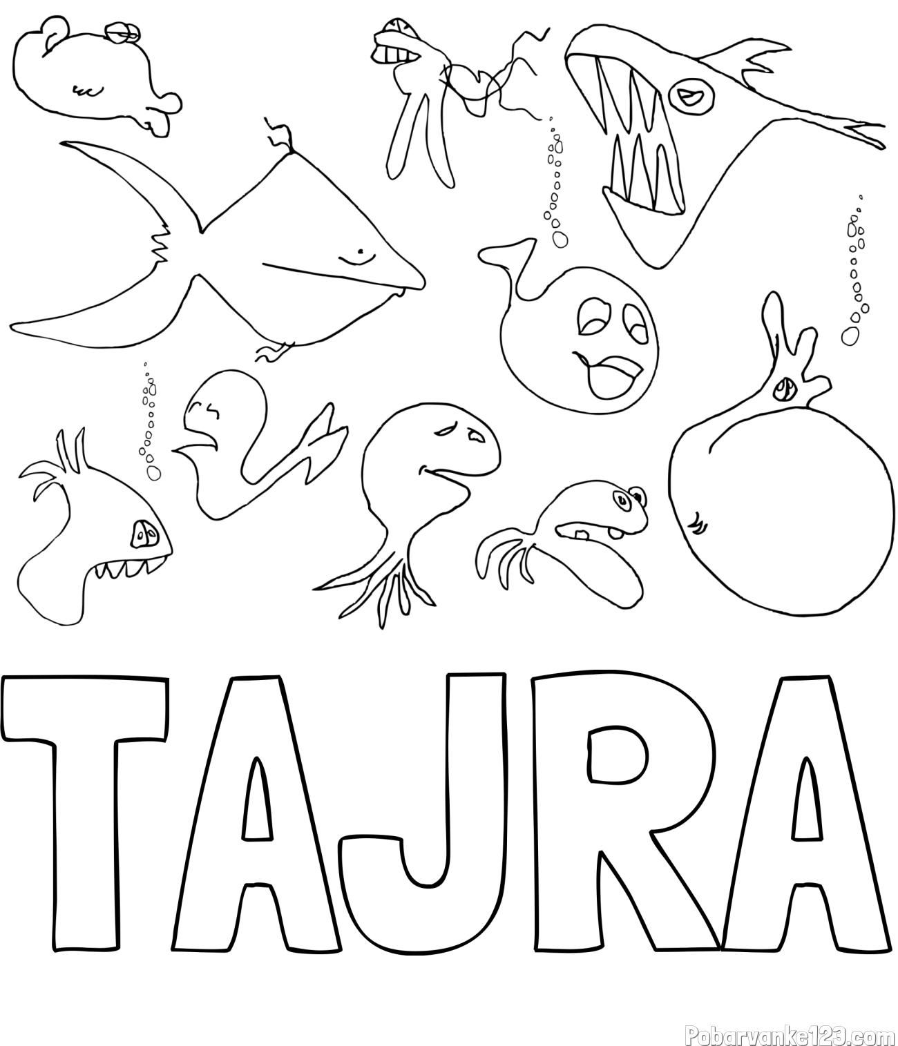 Pobarvanka imena TAJRA in pobarvanka rib