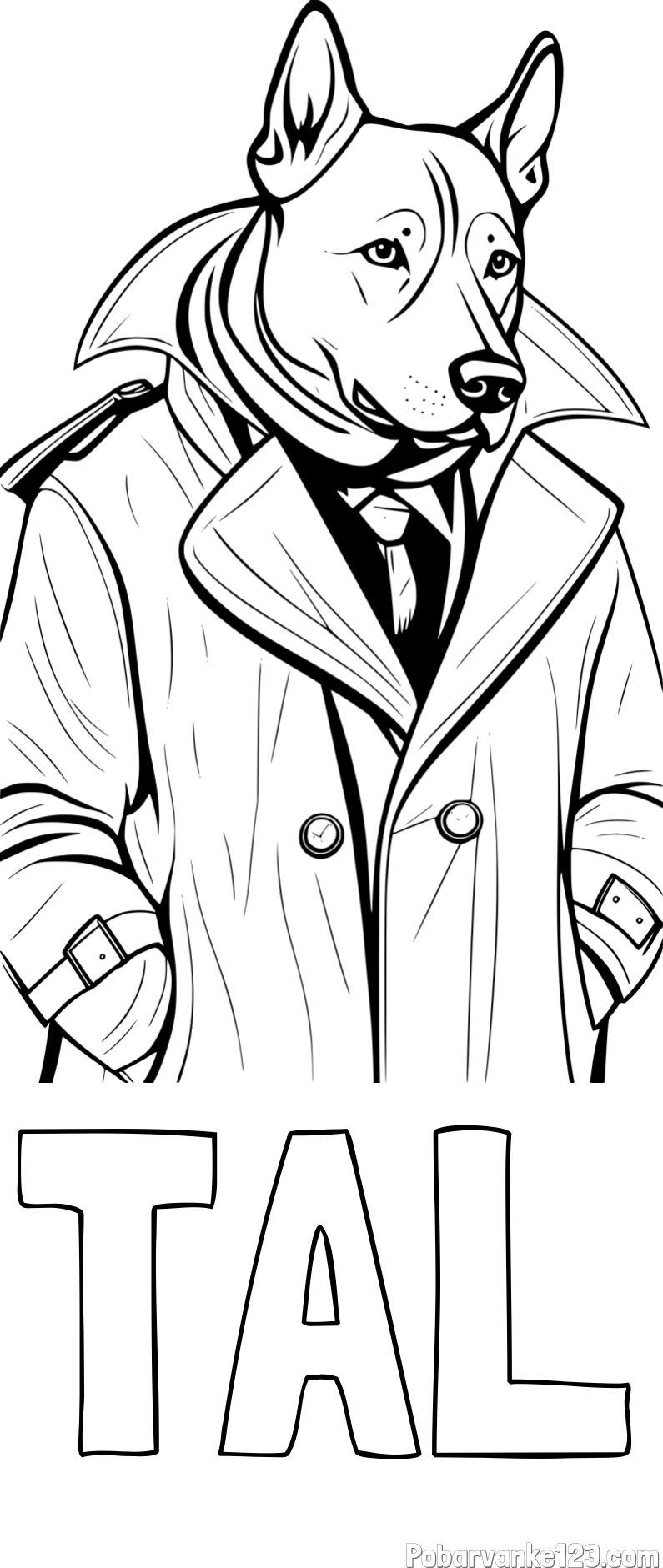 Pobarvanka imena TAL in pobarvanka kužka detektiva