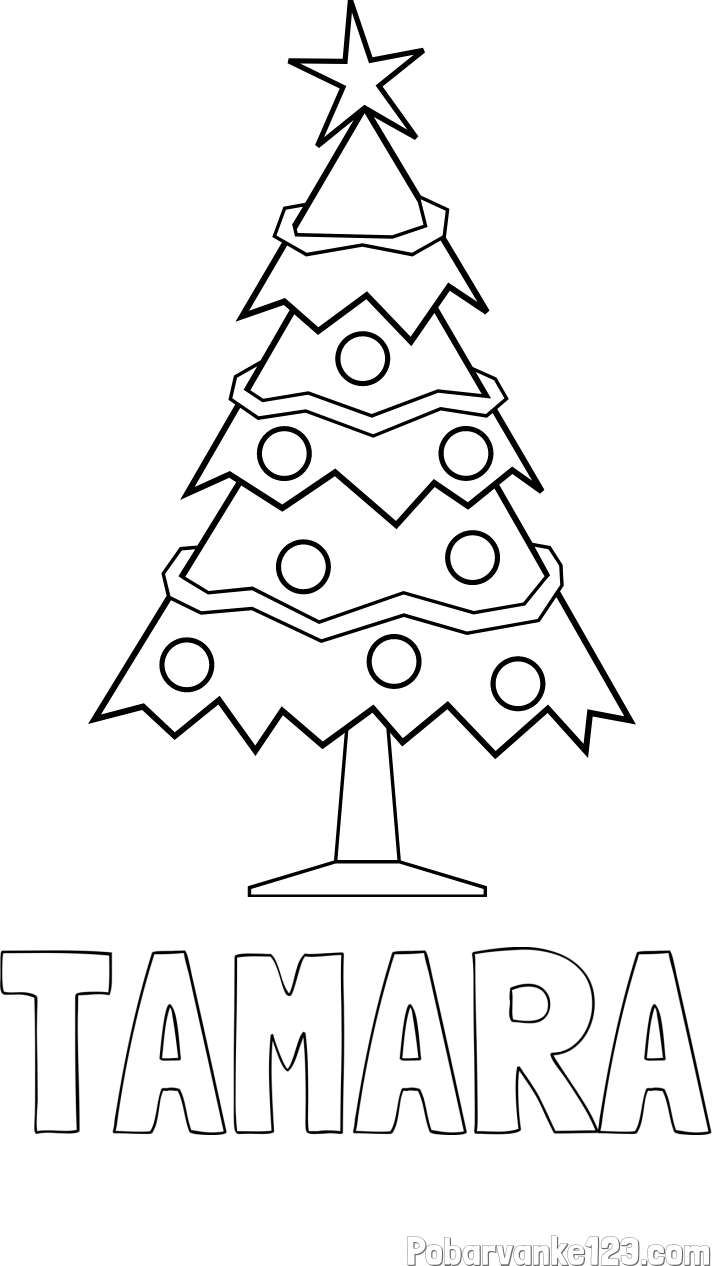 Pobarvanka imena TAMARA in pobarvanka božične smrečice