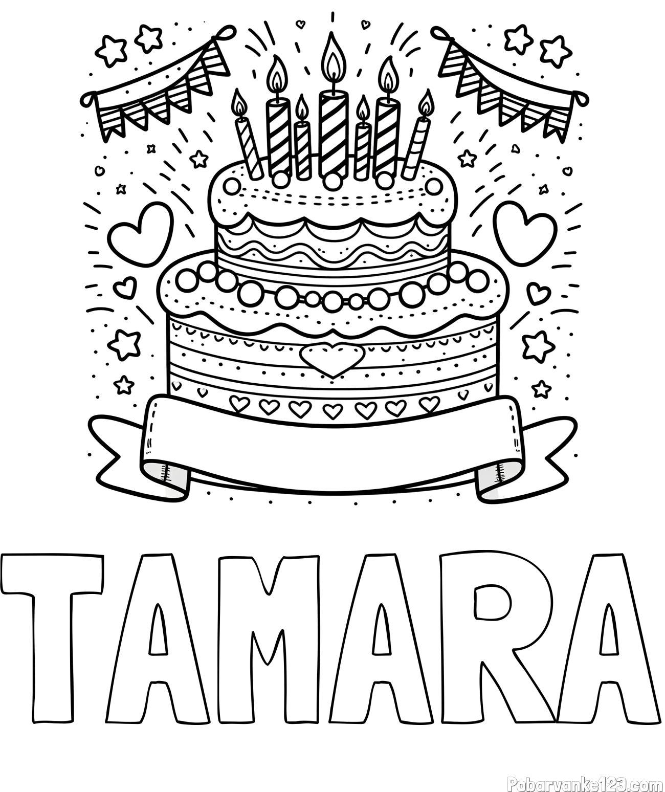 Pobarvanka imena TAMARA in pobarvanka velike torte za rojstni dan