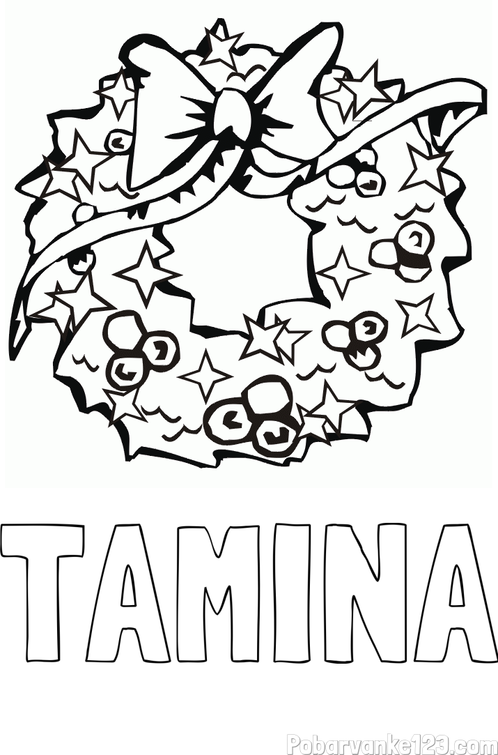 Pobarvanka imena TAMINA in pobarvanka lepega adventnega venčka
