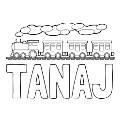 Online izdelana pobarvanka - Pobarvanka imena TANAJ in pobarvanka vlaka