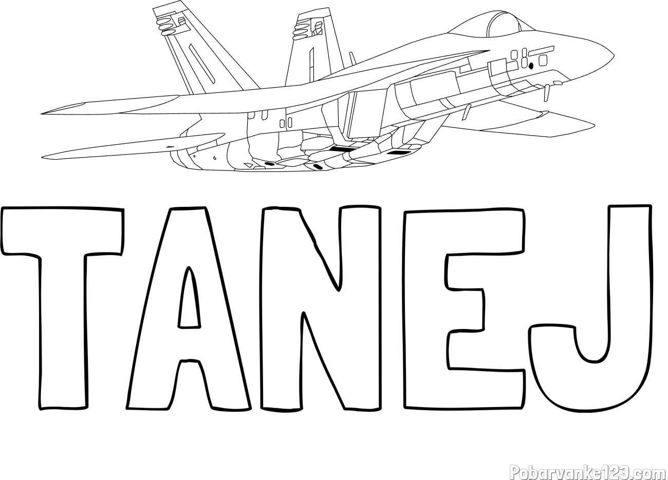 Pobarvanka imena TANEJ in pobarvanka letala Hornet