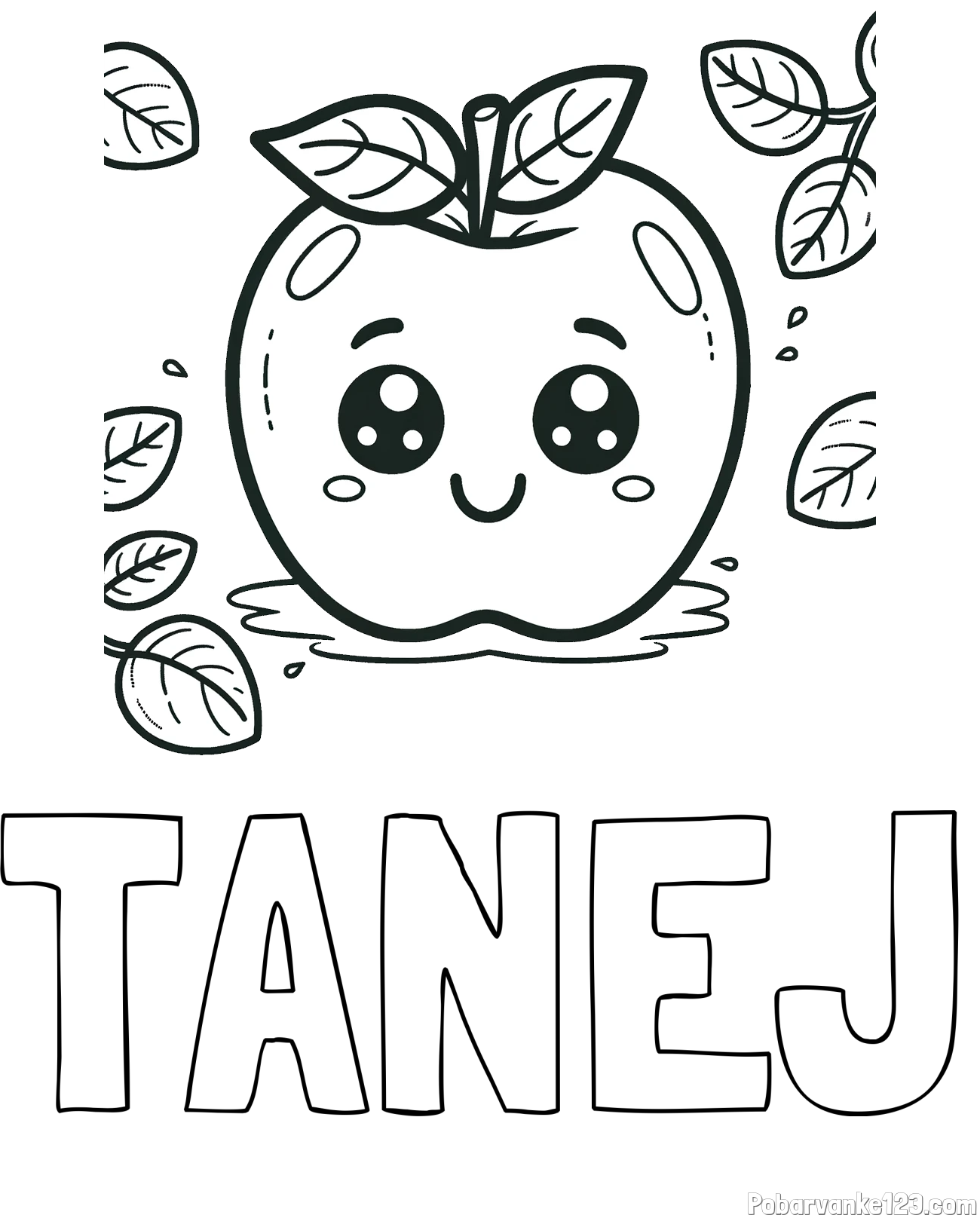 Pobarvanka imena TANEJ in pobarvanka nasmejane jabolke
