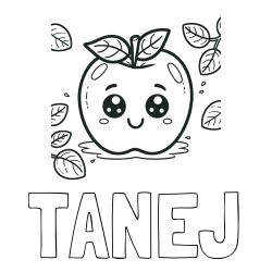 Online izdelana pobarvanka - Pobarvanka imena TANEJ in pobarvanka nasmejane jabolke