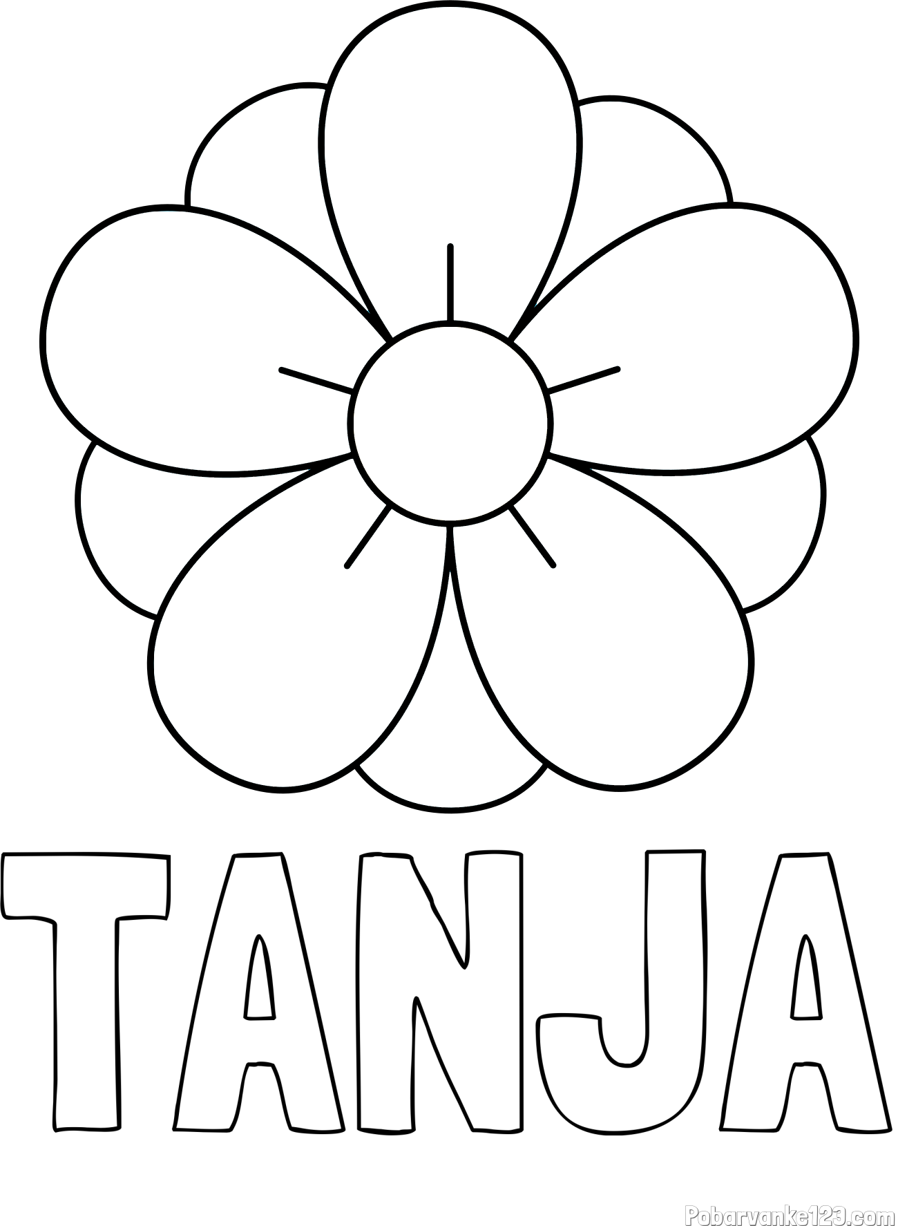 Pobarvanka imena TANJA in pobarvanka lepega cveta