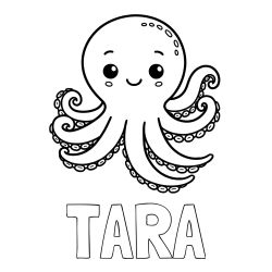 Pobarvanka imena TARA in hobotnice