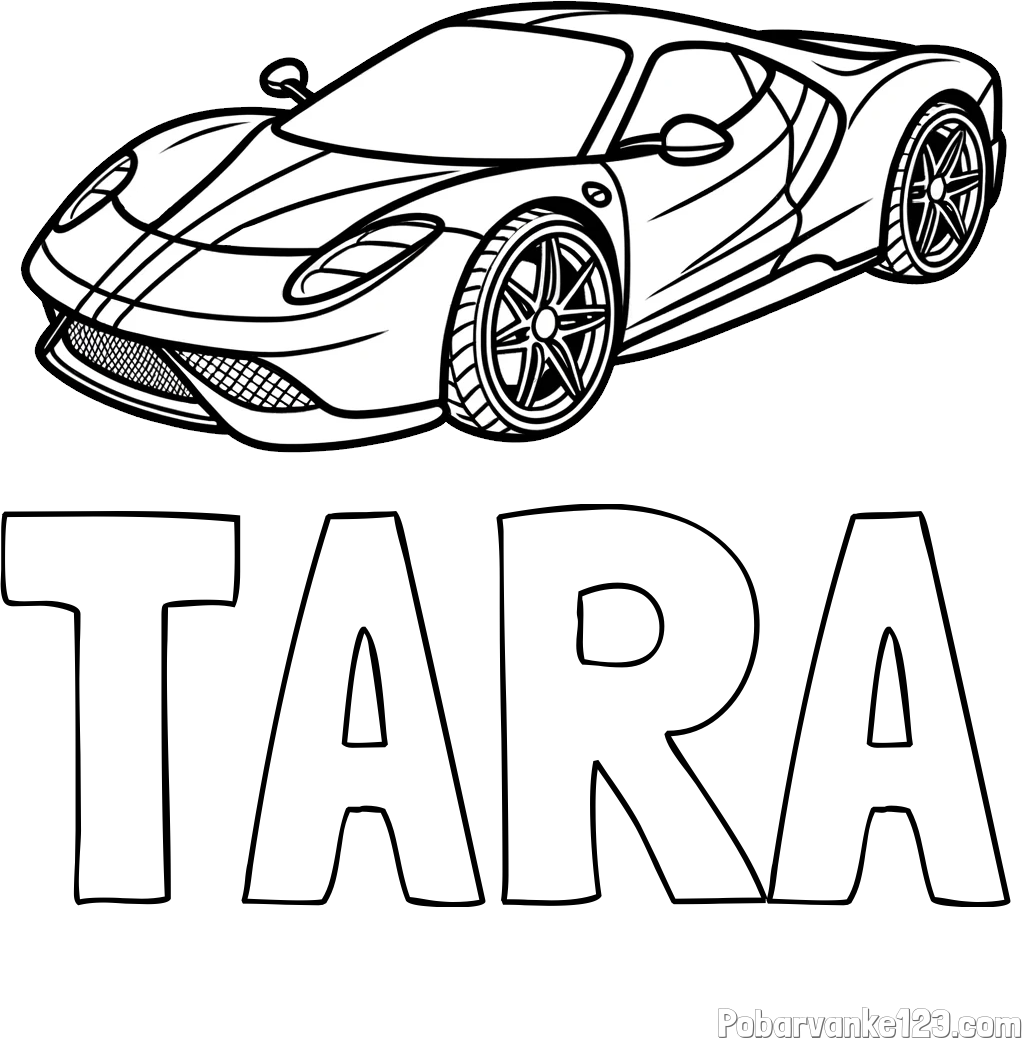 Pobarvanka imena TARA in pobarvanka dirkalnega avtomobila